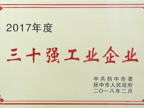 拉斯维加斯9888集团提升2017年度扬中市“三十强”前五位